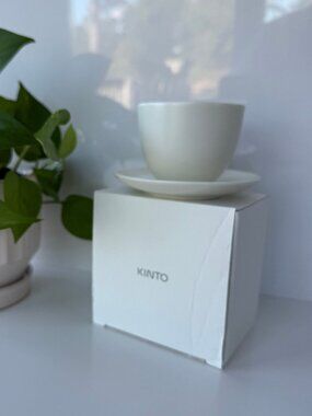 Kinto White Pebble Porcelain Cup and Saucer Set